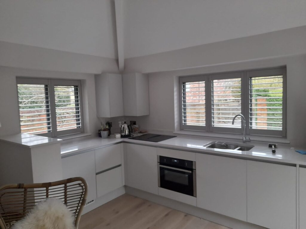 Grey Plantation Shutters ellesmere port