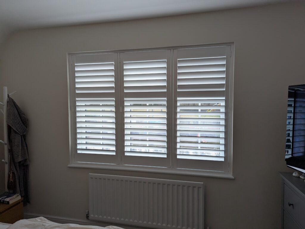 White hardwood shutter installed in kings moat chester