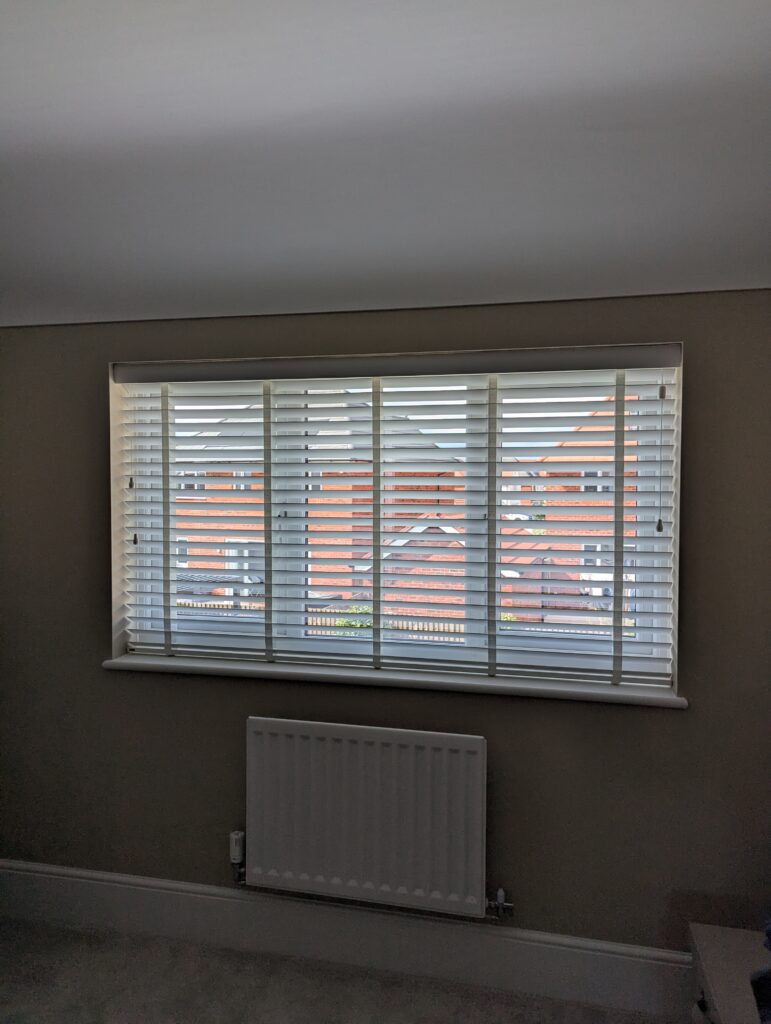 White wood venetian blind installed in kings moat chester