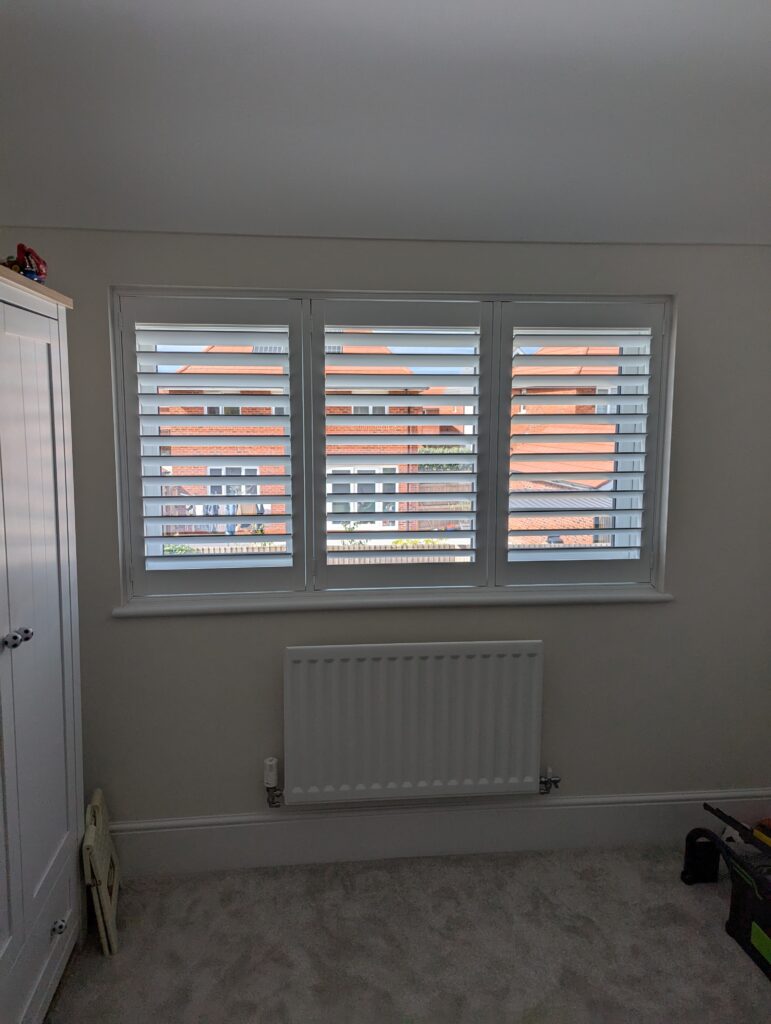 White hardwood shutter installed in kings moat cheste