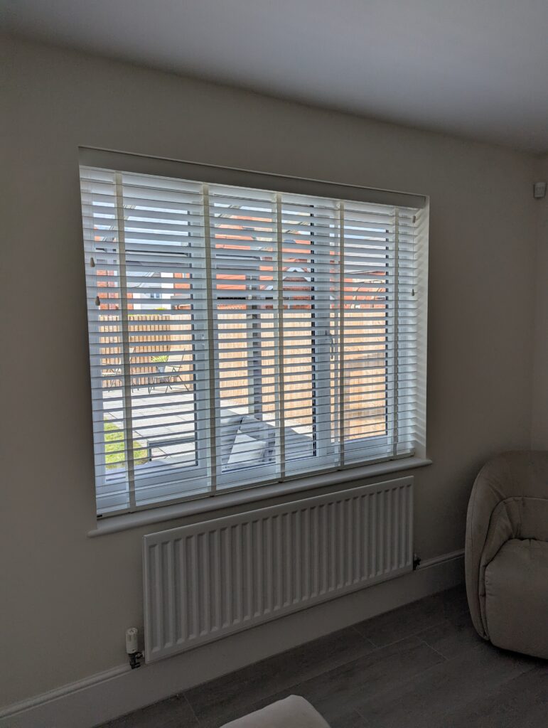 White wood venetian blind installed in kings moat chester