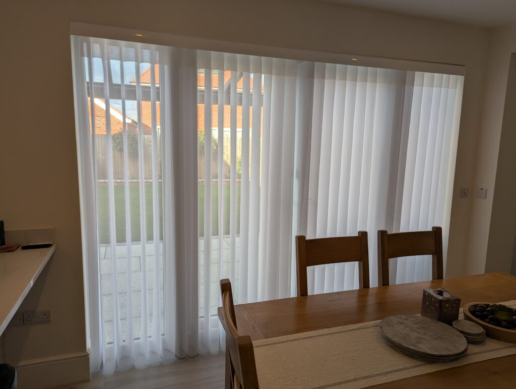 Dijon luxury vertical blind installed in kings moat chester