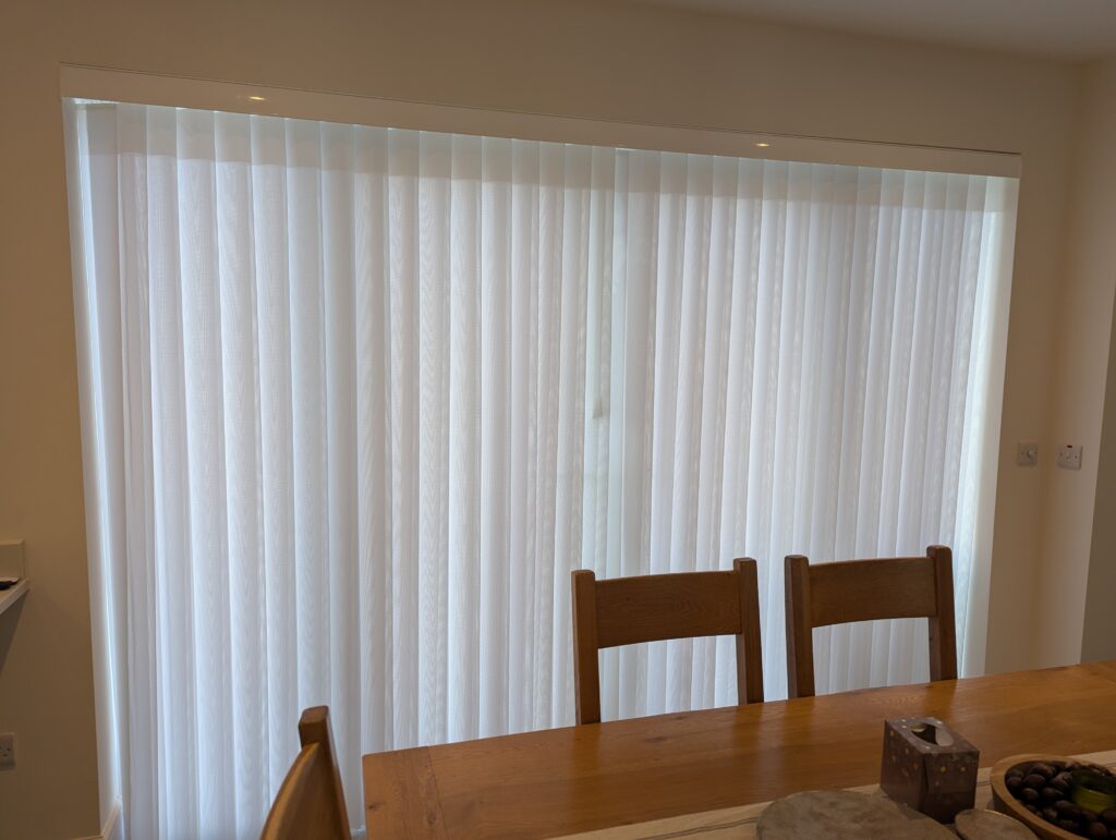 Dijon luxury vertical blind installed in kings moat chester