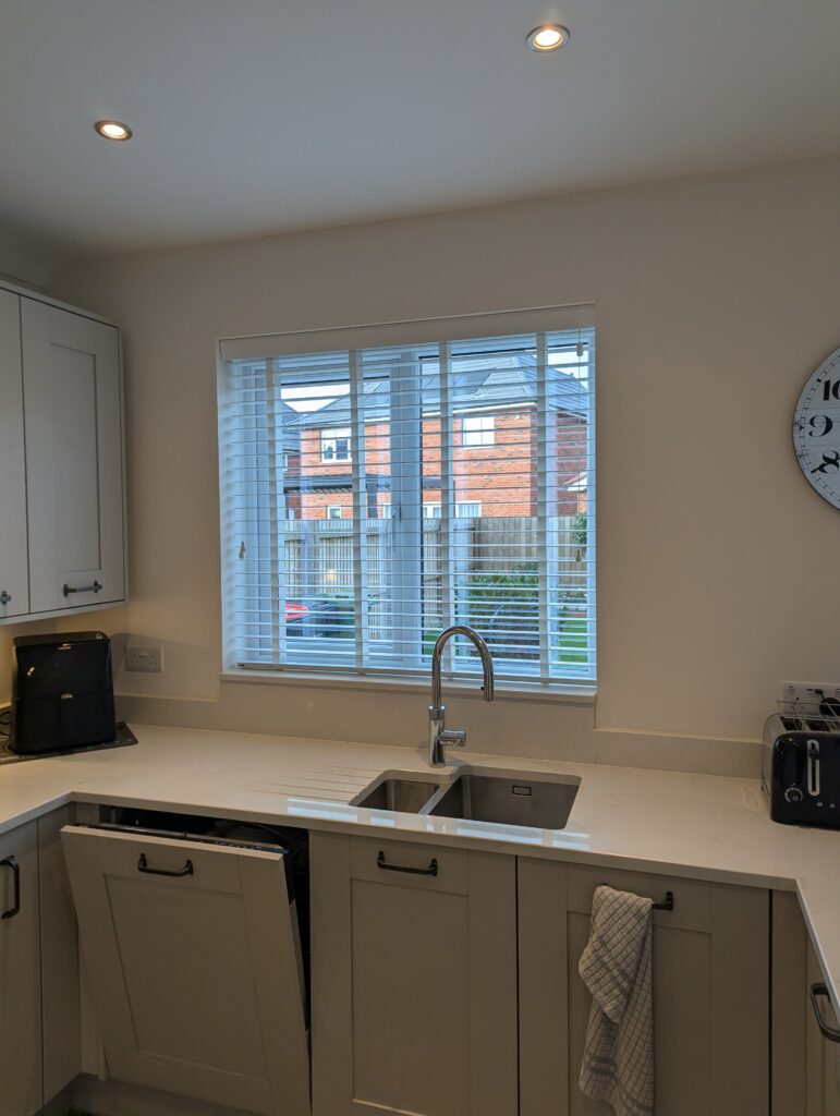 White wood venetian blind installed in kings moat chester