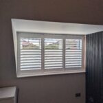 white shutter with integrated blackout blinds installed in chester