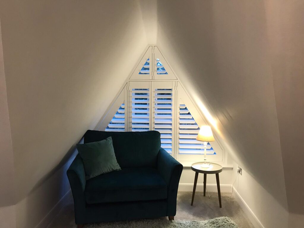 Triangular apex plantation shutter chester