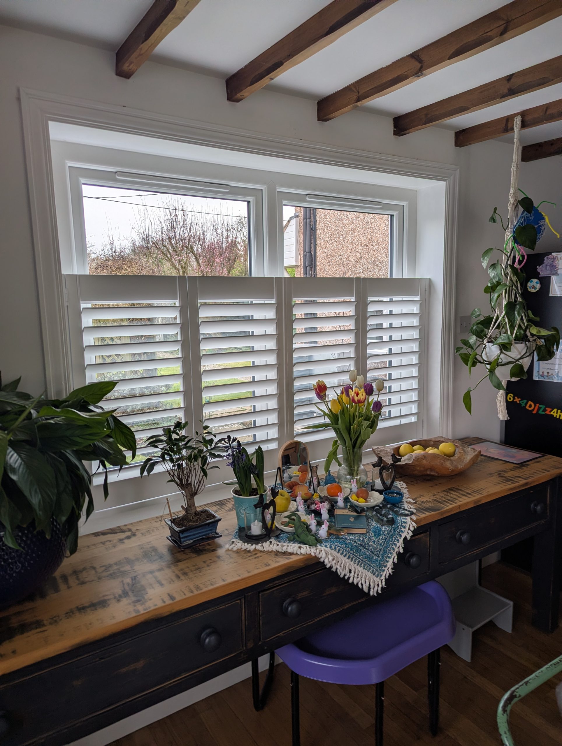 Cafe Style Arran MDF shutters in Pure White installed in Ellesmere Port (1)