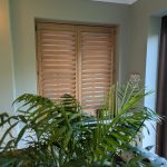 Oak Stain Hardwood Shutters installed in Widnes