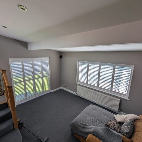 white mdf shutters installed in macclesfield cheshire