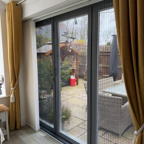 Pleated fly screen over bi fold doors chester (2)